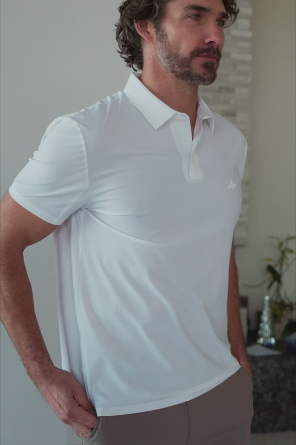 American Dream Clubhouse Men's Front Runner Performance Polo (WHITE).